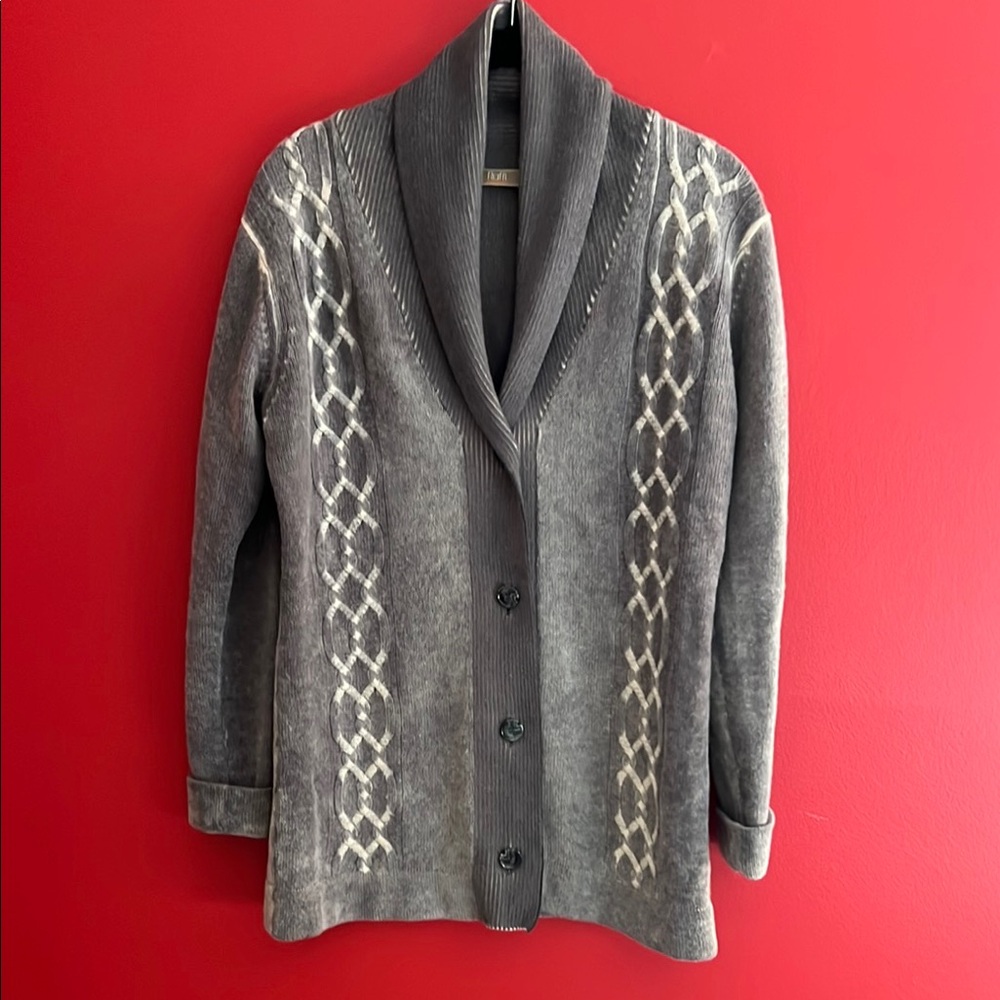Raffi Cashmere Gray Cardigan Sweater w/ Button Closure